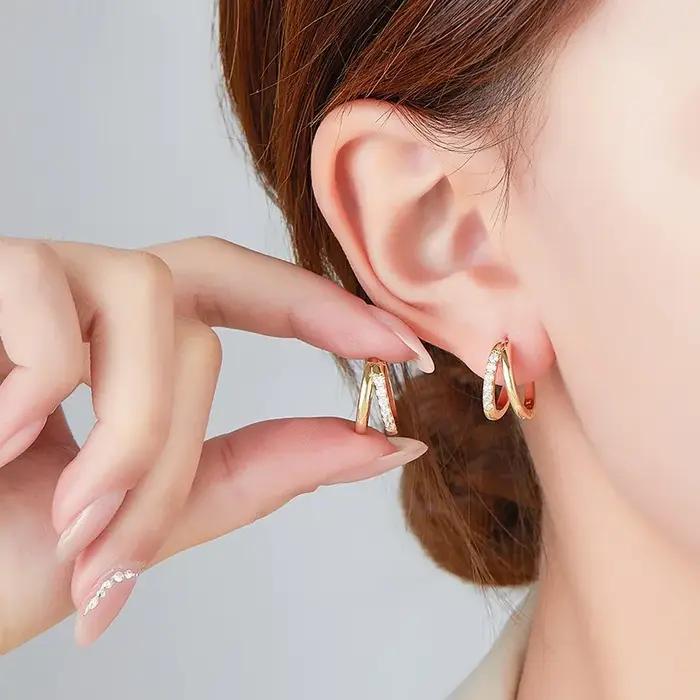 Boucles d'oreilles circulaires en acier inoxydable pour femmes