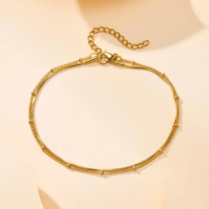 Bracelet de cheville double couche pour femme