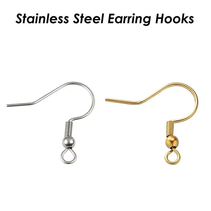 100 crochets pour boucles d'oreilles en acier inoxydable, vente en gros de filaments d'oreilles hypoallergéniques, fils pour boucles d'oreilles couleur or en acier chirurgical