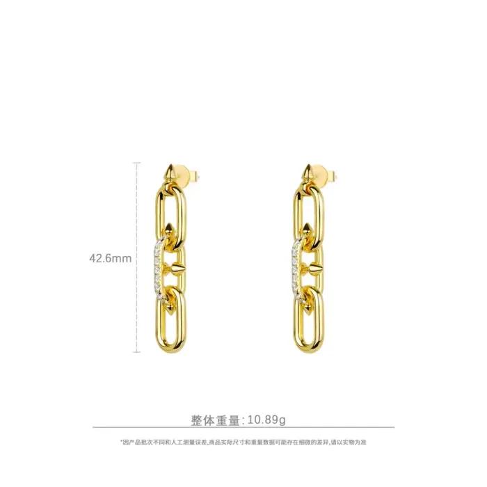 BELLUX 925 argent synthétique Zircon or anneau boucle dynamique mode ongles femmes boucles d'oreilles Banquet bijoux fins