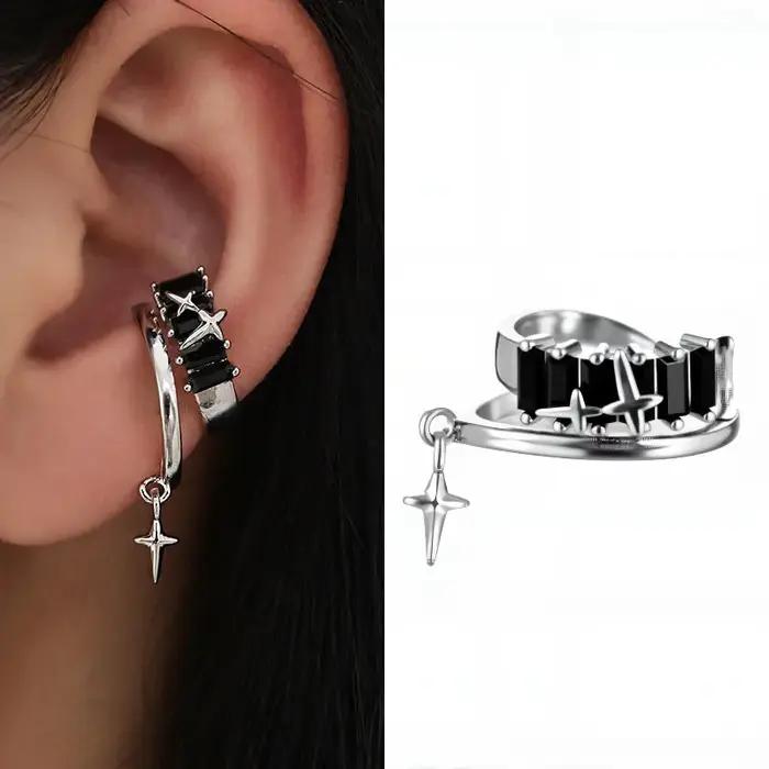 Boucles d'oreilles Hip-Hop en forme d'étoile à épines superposées