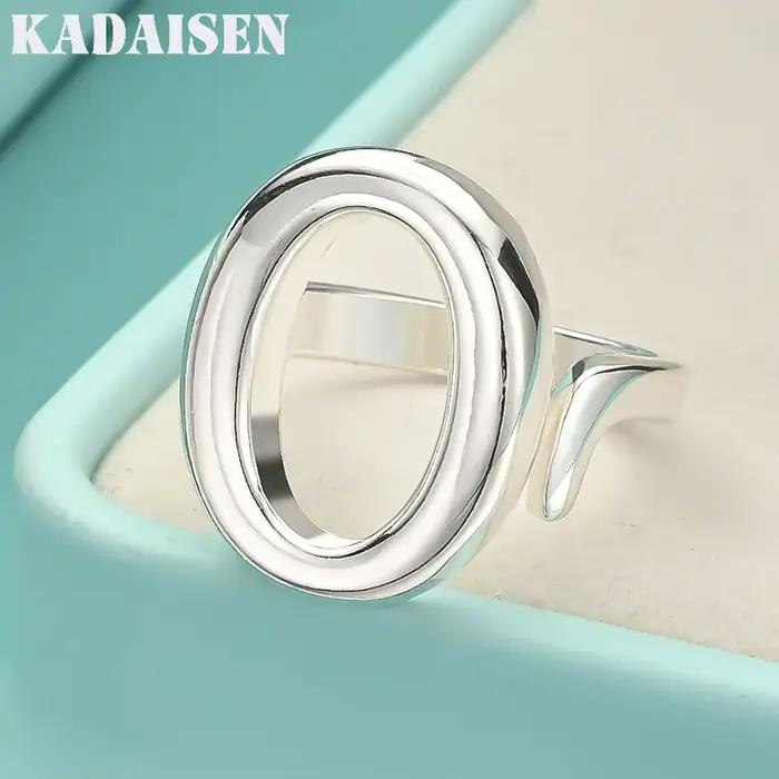Bague ovale réglable en argent Sterling 925 pour femmes