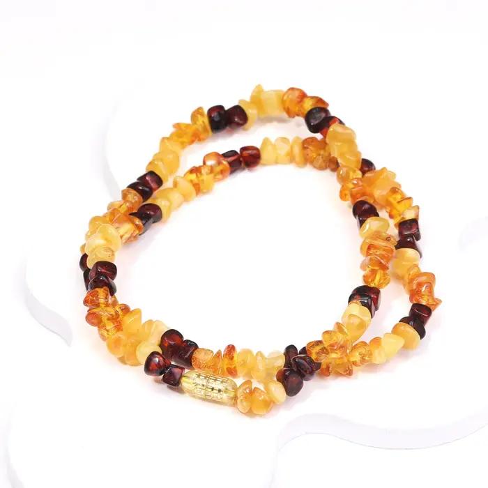 Collier en ambre naturel avec chaîne de pull en pierre naturelle pour hommes et femmes cadeaux d'anniversaire occasions spéciales perles hypoallergéniques DIY