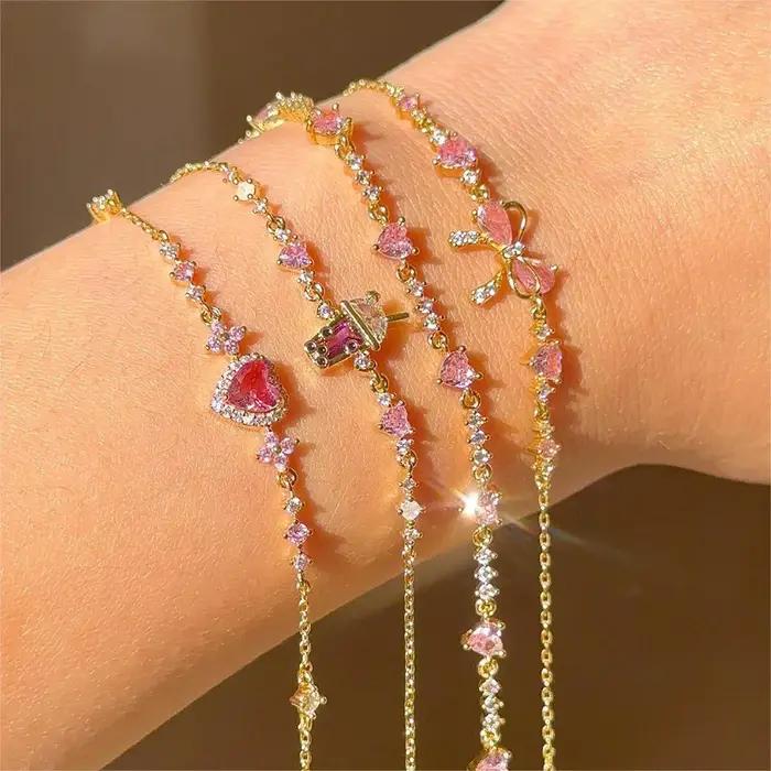 Bracelet CZ à nœud rose – L'amitié est comme un nœud