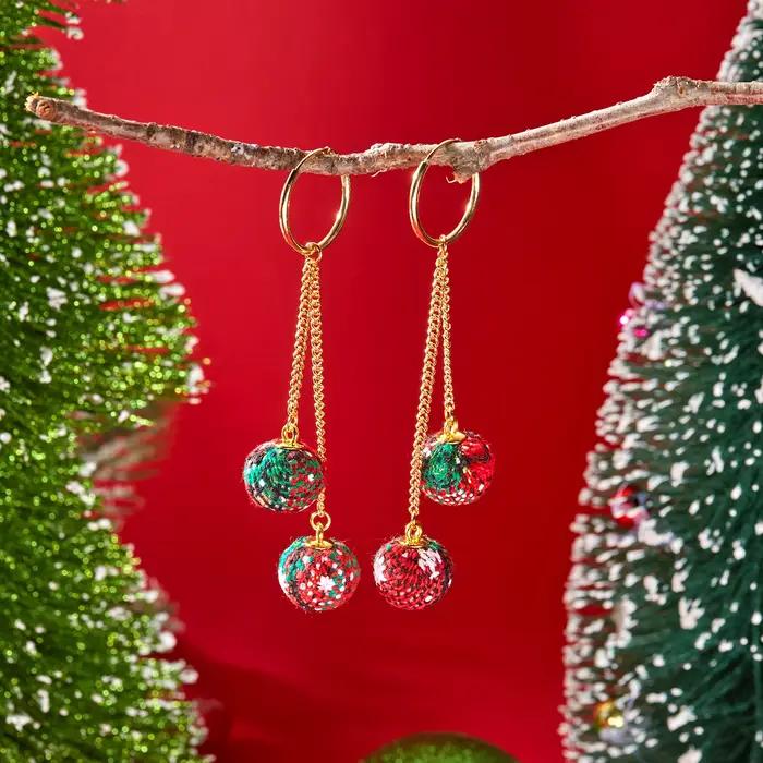 Boucles d'oreilles à pampilles de noël pour femmes