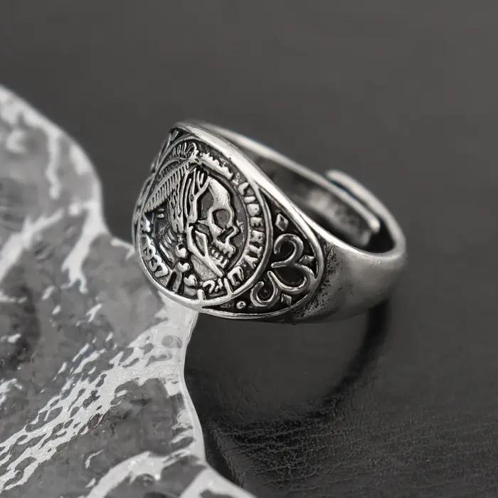 Bague Punk tête de crâne amérindien pour hommes