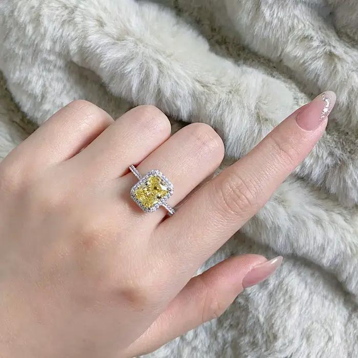 Bague de mariage en or blanc massif 18k pour femmes avec diamant de 3 carats pour engagement occasions spéciales et cadeaux romantiques