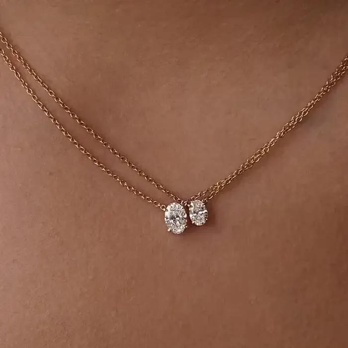 Collier pendentif solitaire en Moissanite de 1/2/3 carats