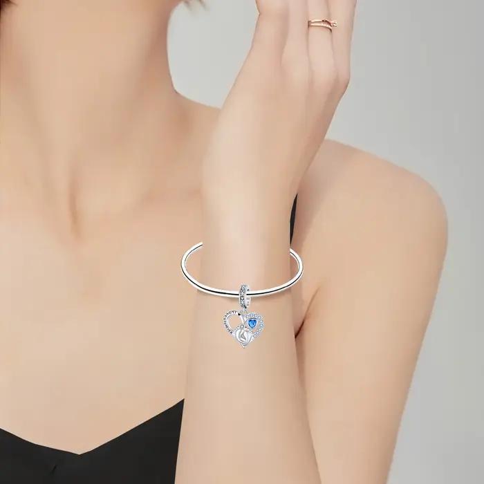Breloque empreinte de pied de bébé en argent sterling 925 perle gravée I LOVE U FOREVER pendentif cœur pour maman cadeau spécial occasions familiales naissance anniversaire amour indestructible