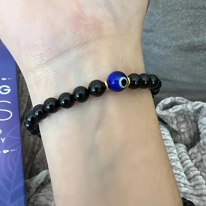 Bracelet de protection tourmaline noire anti-stress pour homme et femme élégant pour occasions spéciales et quotidien