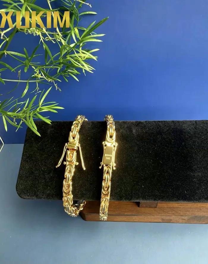 Xukim Jewelry Chaîne Byzantine Kejsarlänk en Or et Argent 6MM, Bracelet et Collier