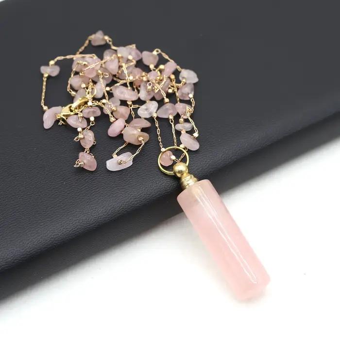 Charmant bijoux accessoires bouteille de parfum gravier chaîne en métal