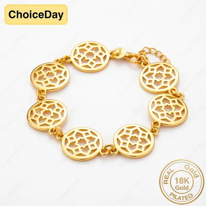 Bracelet Fleur Creuse Exquise Plaqué Or 18K Charmant pour Femme – Accessoire de Mode, Cadeau, Bijou