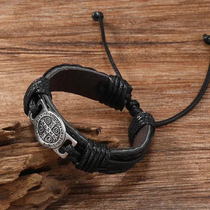 Bracelets en cuir tressés faits à la main vintage pour hommes