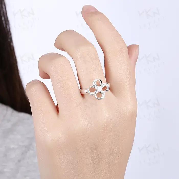 Bague trèfle à quatre feuilles en argent Sterling 925 pour femmes