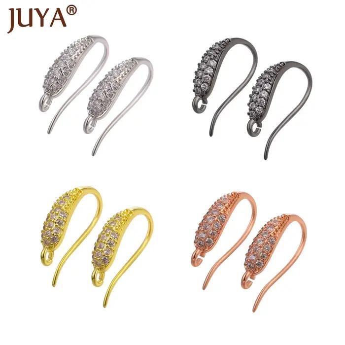 Juya boucles d'oreilles crochet cuivre avec Zircon or boucle d'oreille accessoires pour la fabrication de bijoux à la