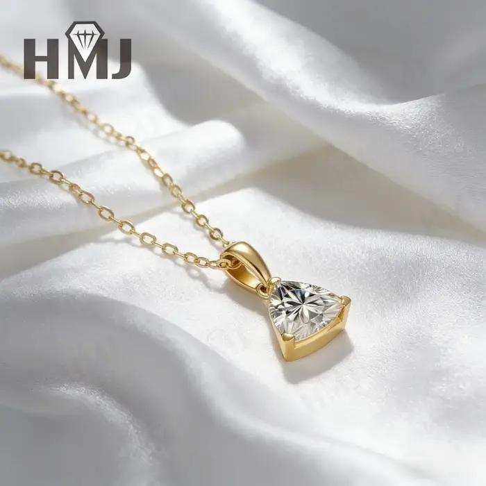 Collier en moissanite véritable taille trillon 1