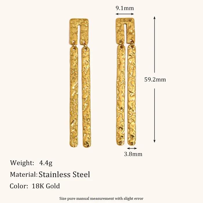 La. Muses – boucles d'oreilles rectangulaires en acier inoxydable pour femmes, mode rétro, Surface i