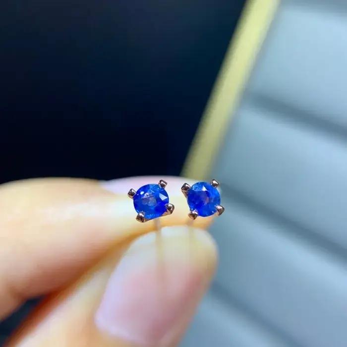Boucles d'oreilles en argent regardé 925 avec saphir bleu naturel pour femme