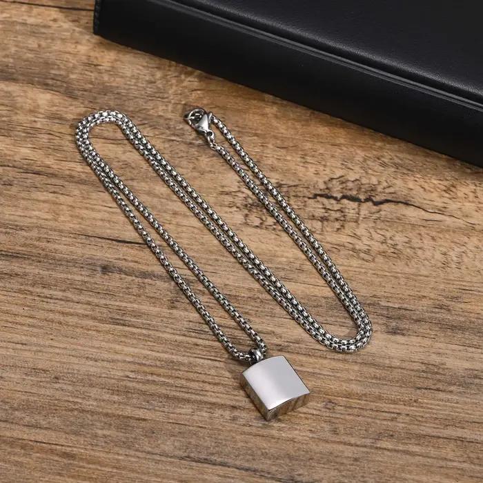 Collier initial personnalisé pour hommes acier inoxydable lettre majuscule alphabets A-Z pendentif carré géométrique monogramme collier occasionnels