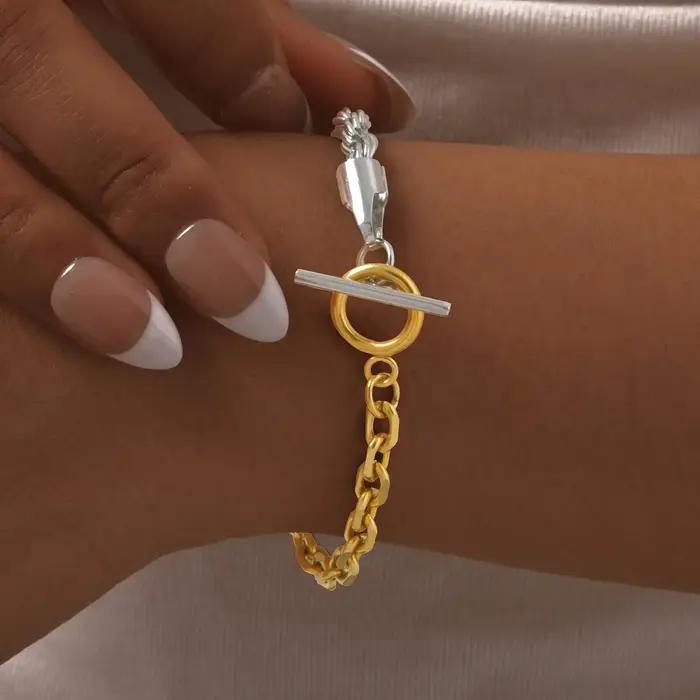 Bracelet PVD Torsadé en Acier Inoxydable Pour Femmes Occasions Spéciales Style Moderne Élégant