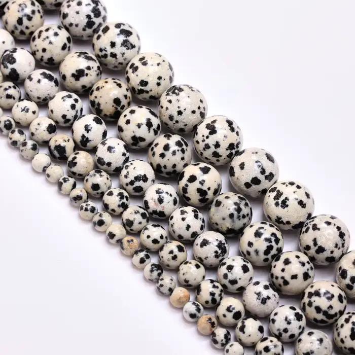40-15 pièces/sac 4mm/6mm/8mm/10mm/12mm pierre naturelle ronde en vrac perle de jaspe dalmatien pour