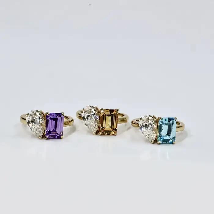 WUIHA 925 argent Sterling aigue-marine émeraude Citrine améthyste diamants à haute teneur en carbone pierres précieuses bague de fiançailles de mariage bijoux fins