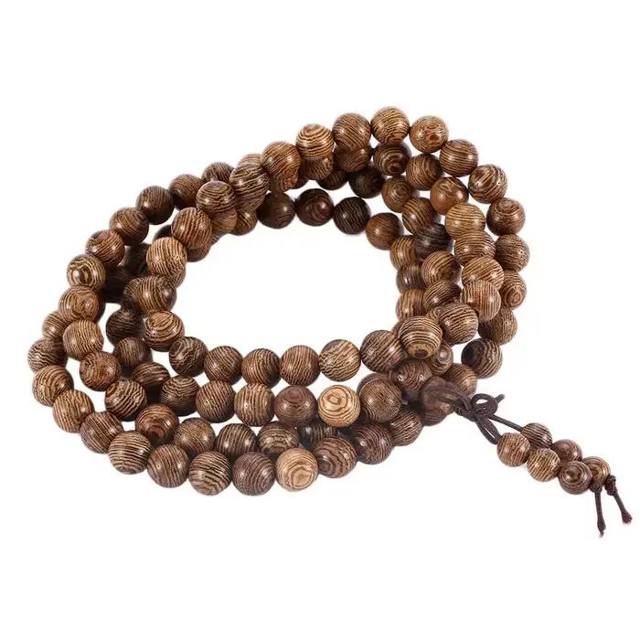 Bracelet Bouddha Mala en Perles de Bois Tibetain Naturel pour Femmes et Hommes Occasions Spirituelles Pratique de Méditation