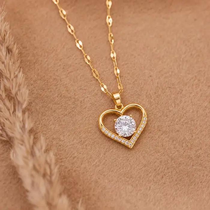 Collection de colliers pour femmes, collier original, collier cœur en or pour femmes, collier penden