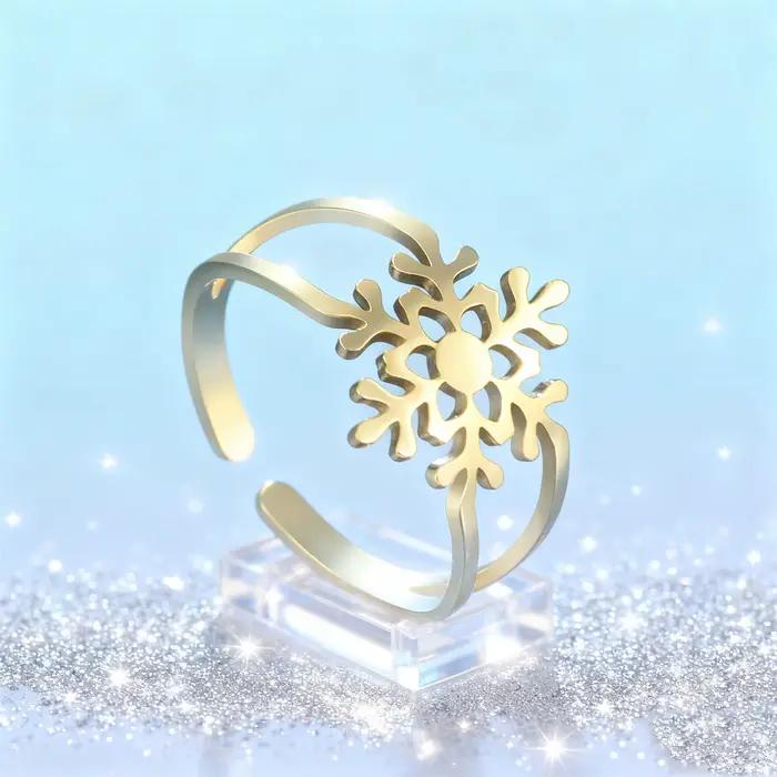 Bague flocon de neige en acier inoxydable pour femme