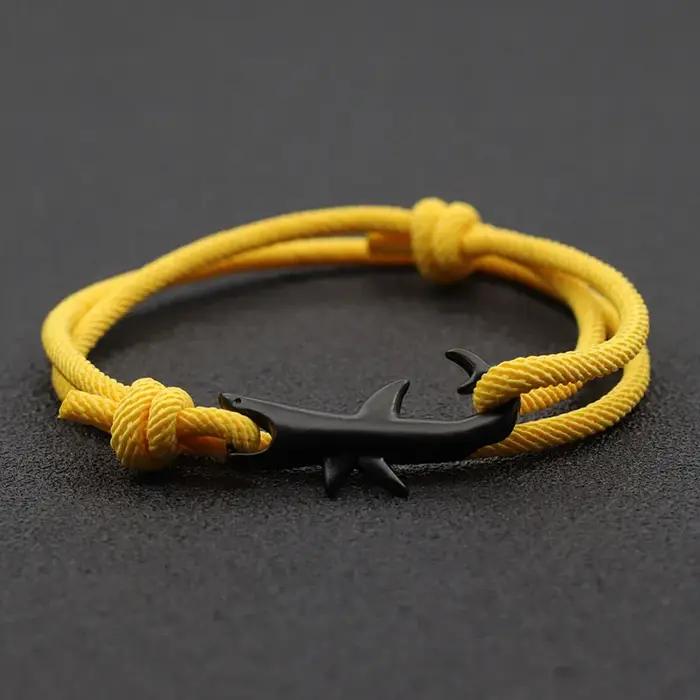 Noter nouveau Bracelet requin unisexe Double couche réglable 3mm cordon chaîne