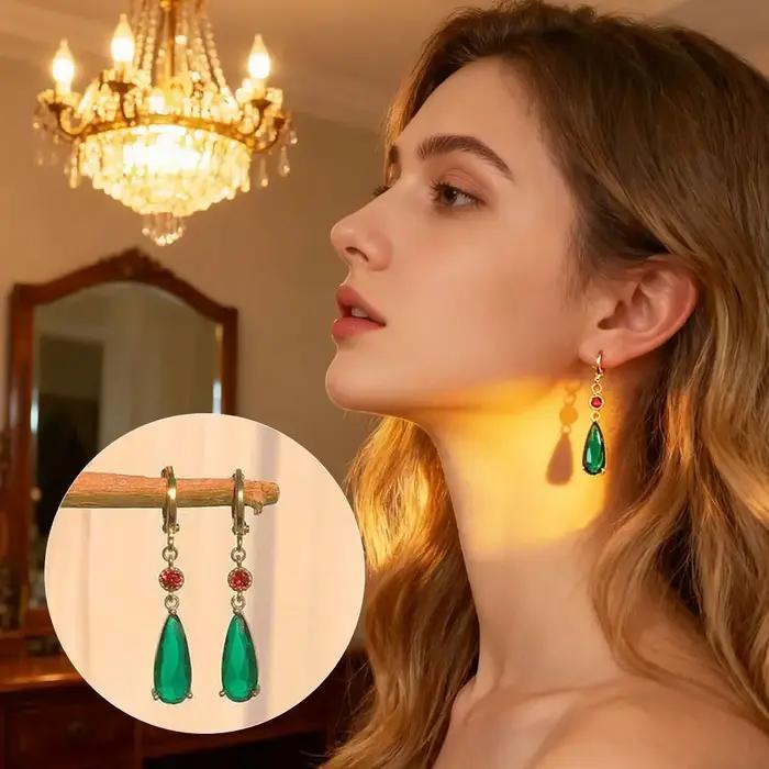 Boucles d'oreilles élégantes en cristal, inspirées du château mobile de Hayao Miyazaki, perles rouges, cadeau de bijoux de Noël Unique pour femme occasions spéciales