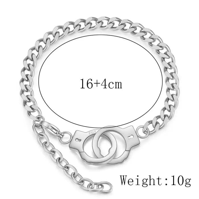 Bracelet de Couple en acier inoxydable, menottes pour femmes et hommes, chaîne de couleur or, accessoires, bijoux, vente en gros