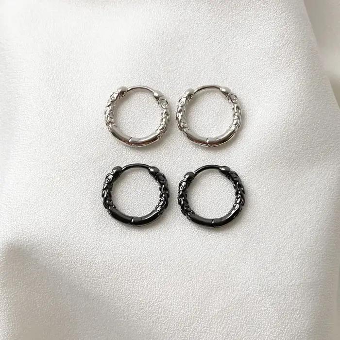 Boucles d'oreilles en argent sterling 925 avec motifs floraux noirs pour femmes, style hiphop rock, occasion de fête, certifiées par un tiers