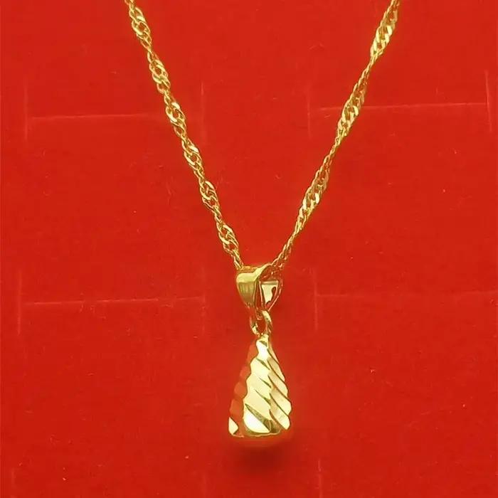 Collier plaqué or véritable 18 carats pour femme, plaqué cuivre pur 24 carats, pendentif fleur en or véritable, placage vietnamien, bijoux