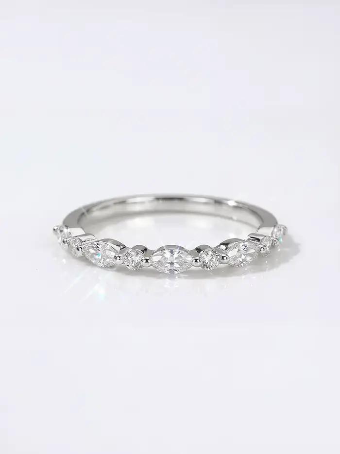 Bague élégante en argent Sterling 925 avec diamant Moissanite véritable