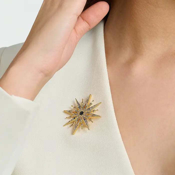 Broche plaquée or étoile royale colorée