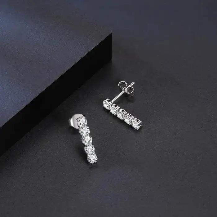 Boucles d oreilles pendantes en argent sterling 925 avec cristal de zircon blanc et noir pour femmes occasions spéciales soirée mariage anniversaire