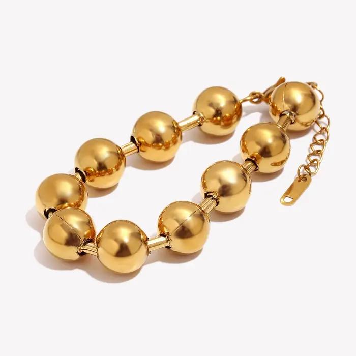 E.B.belle – Bracelet de perles rondes plaquées or
