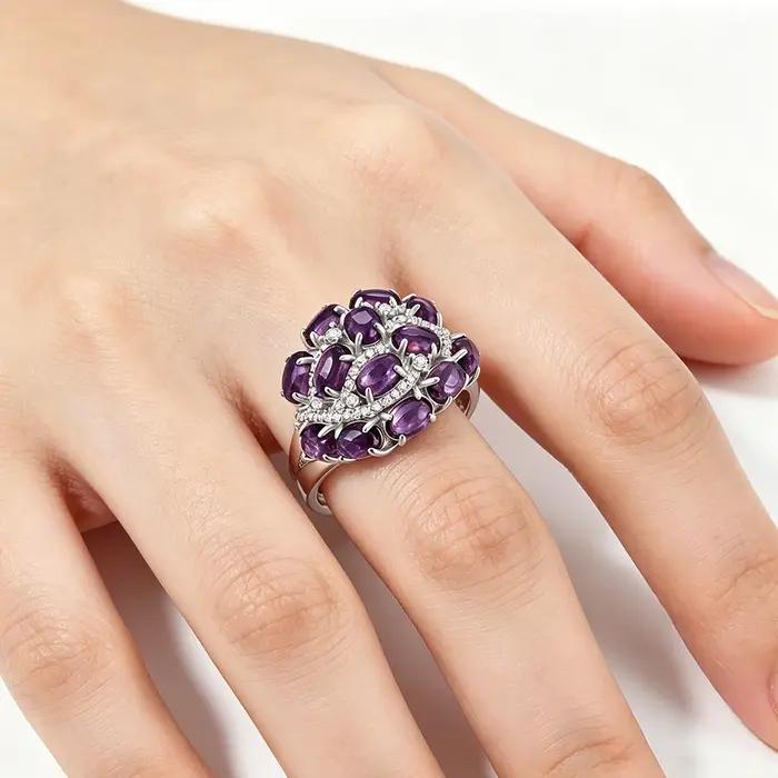 Bague en améthyste naturelle pour femme