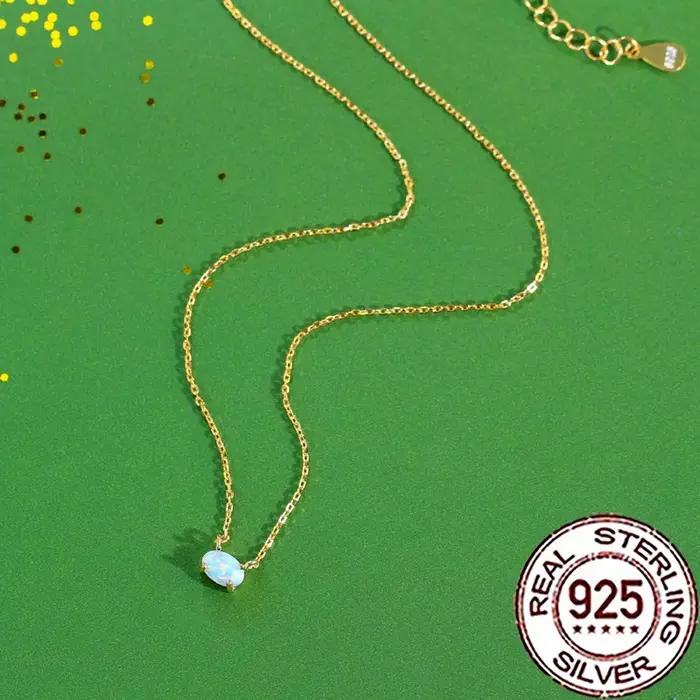 925 en argent Sterling élégant mystique ovale opale pendentif collier pour les femmes Fine couleur or bijoux de fête de