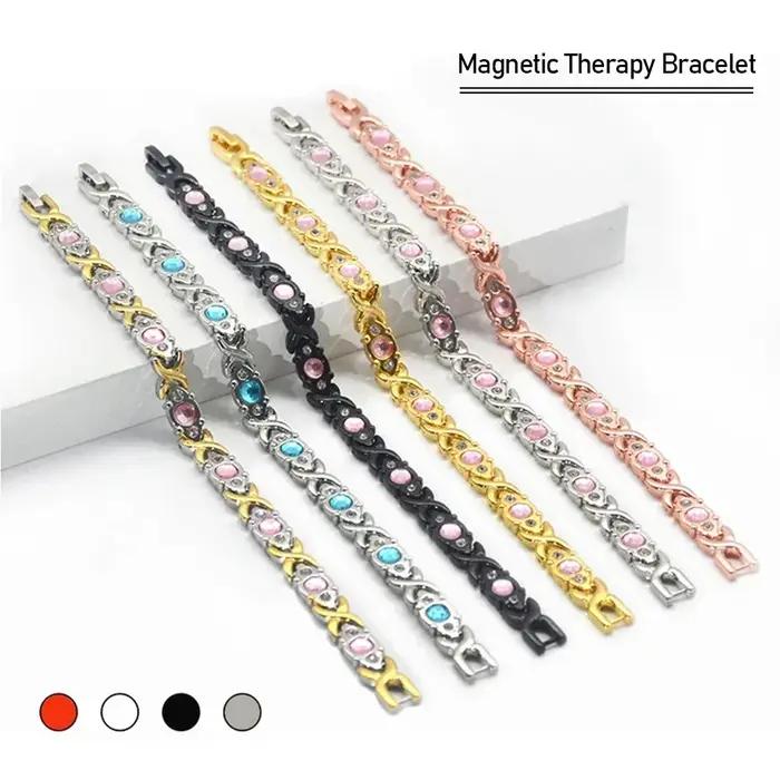 Bracelet de thérapie magnétique amovible noir pour femmes
