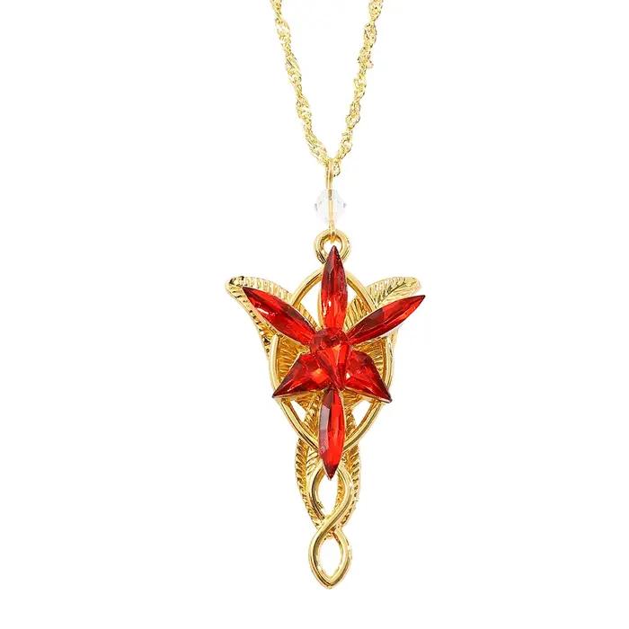 Arwen Evenstar-Collier avec pendentif en cristal doré pour femme et fille