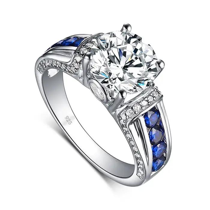 RedWood-Bague Moissanite en Argent Sterling 925 Plaqué Or Blanc 14K pour Femme