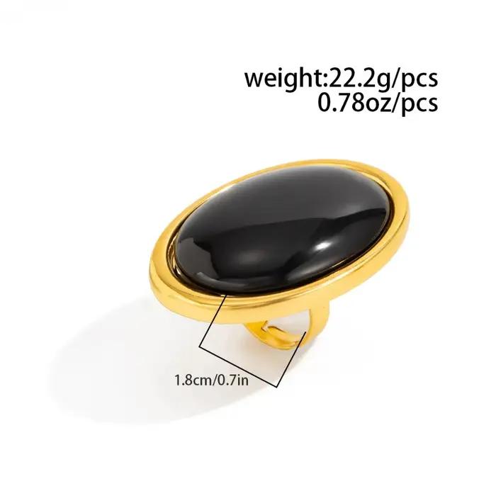 Anneau en résine ovale rouge géométrique classique pour femmes style féminin bijou mode occasions quotidiennes sorties chic