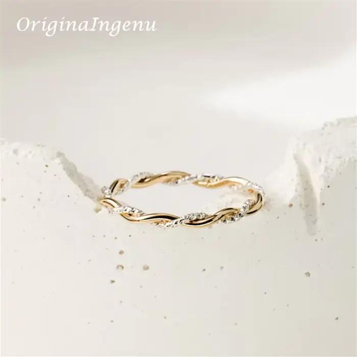 Bague en argent regardé 925 pour femme, bague ondulée minimalisme faite à la main, bijoux délicats,