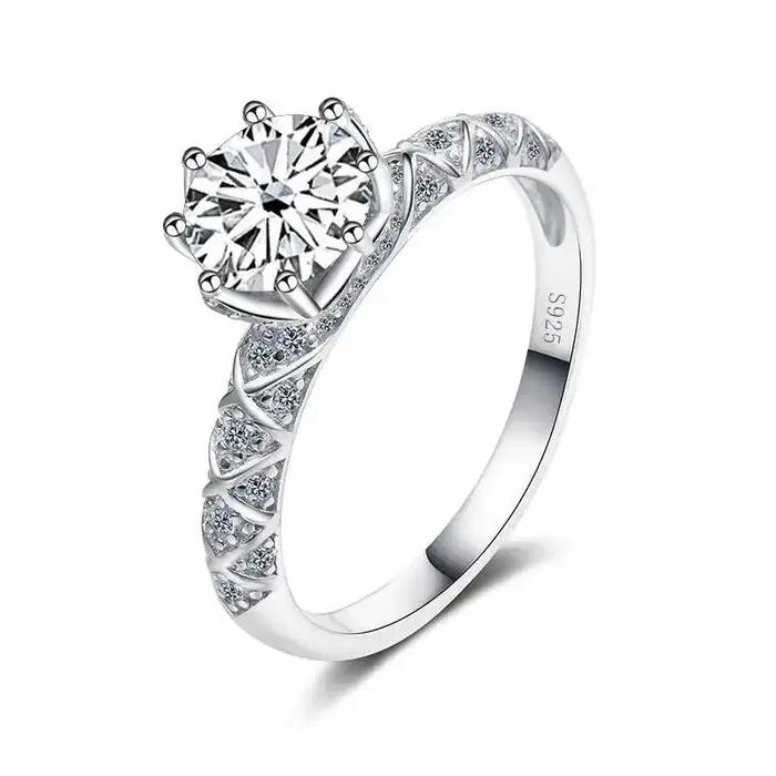 Bague en Moissanite de qualité supérieure avec forme étoile en argent sterling plaqué or pour femmes, occasion anniversaire et mariage