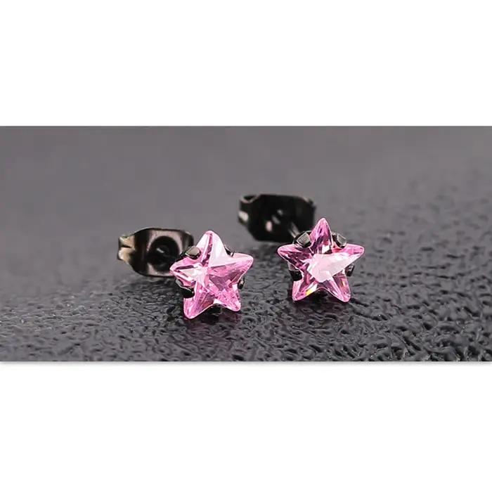 Uelf-Boucles d'oreilles étoiles en cristal rose brillant pour femmes