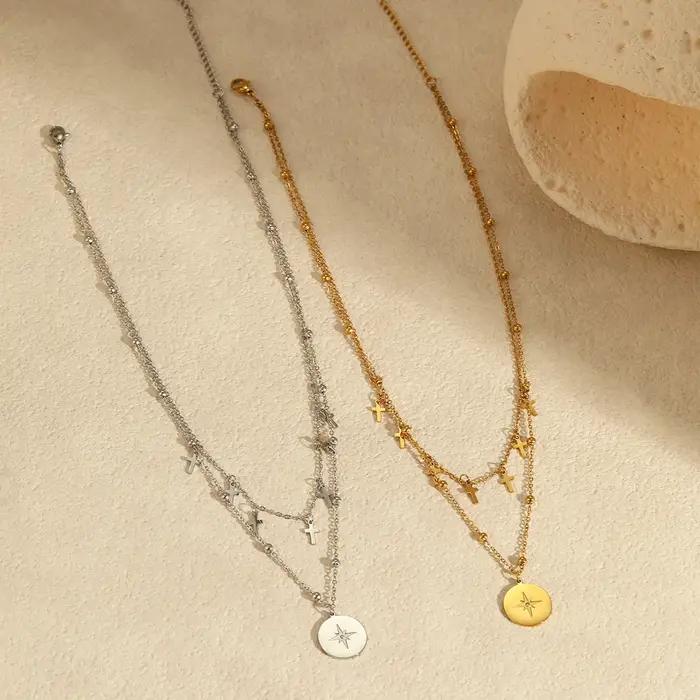 Collier à double chaîne en acier inoxydable Ars