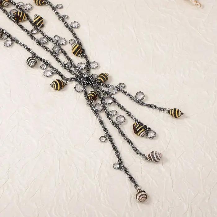 Nouveaux Colliers ZAA Style Bohème Tendance Estivale avec Chaînes Métalliques et Breloques Coquillages pour Femmes